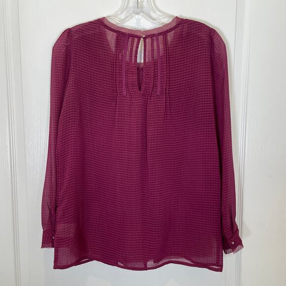 Anthropologie HD in Paris Thistleberry Blouse Purple Check Sheer Berry 2 - Picture 6 of 6